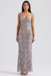 Azzurra-Ice Blue Lace Godet Gown