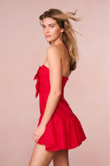 Woodlow Bow Mini Dress - RED