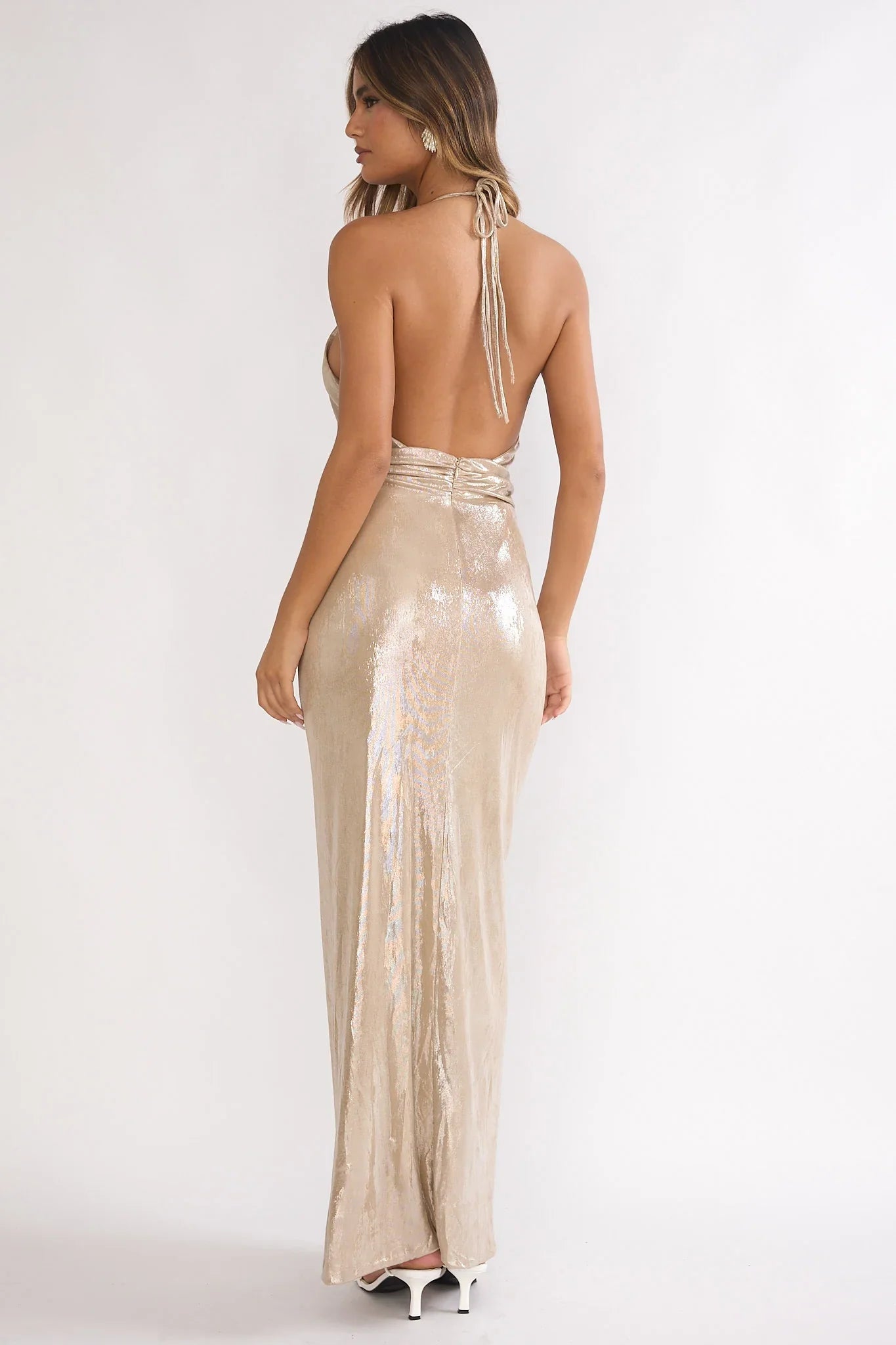 Delphinah Twist Waist Maxi Dress Champagne