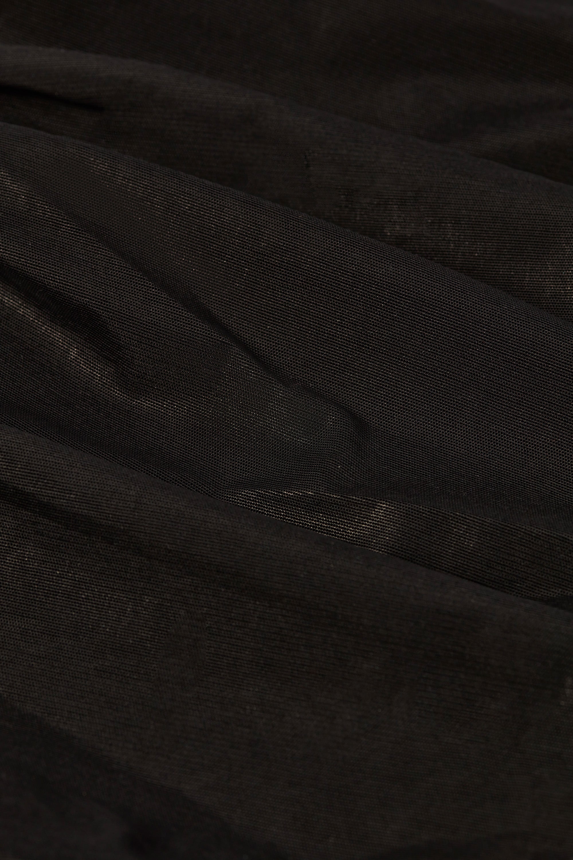 Amara-Petite Metallic Ruched Cut-Out Flared Jumpsuit in Black