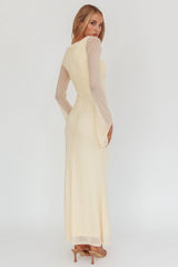 Luna Love Long Sleeve Mesh Maxi Dress Cream