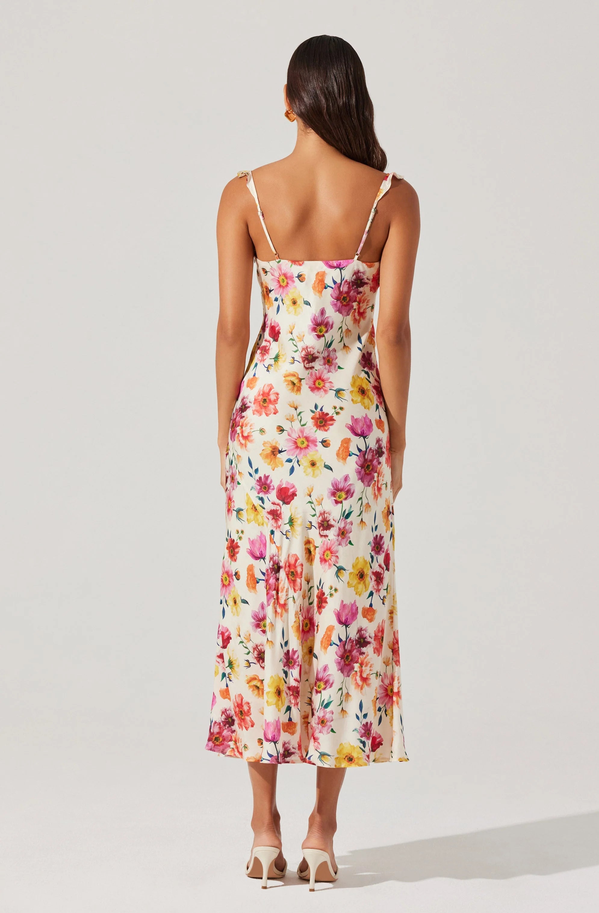 Zoie Floral Satin Ruffle Dress