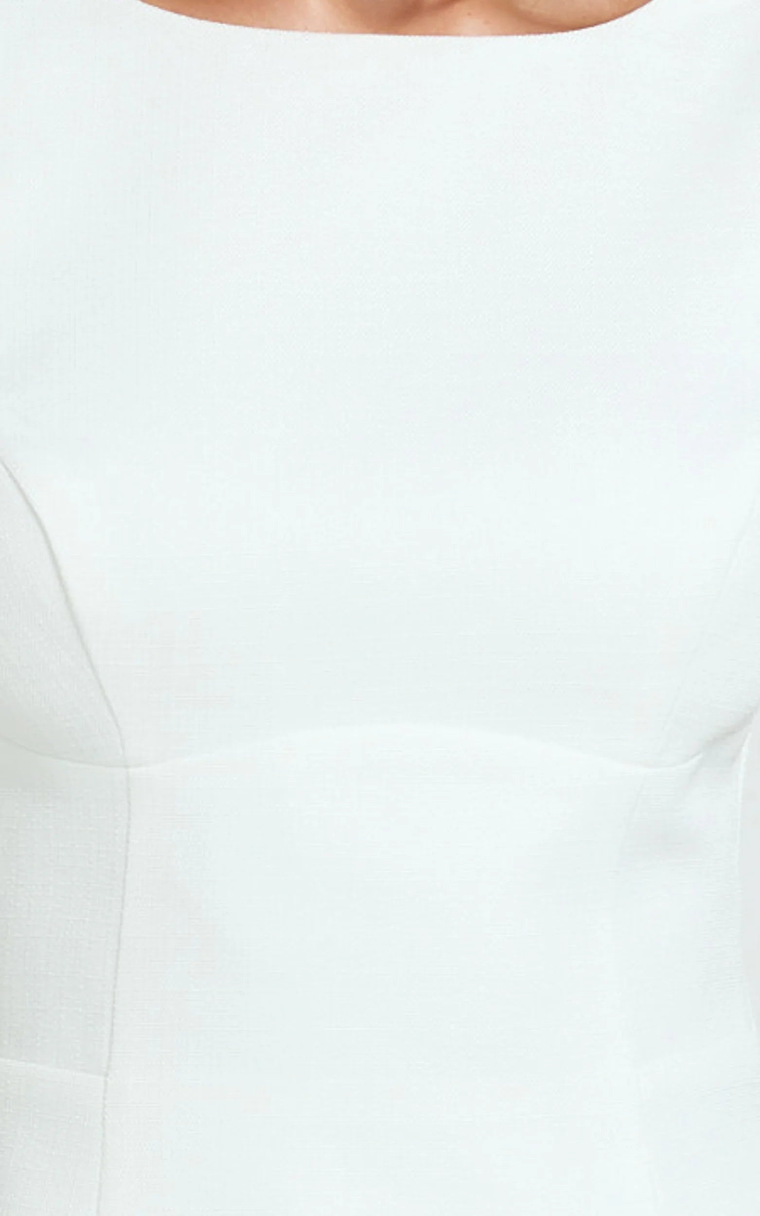 Raquelle Mini Dress Boucle Boat Neck V Back Fit and Flare Dress in White