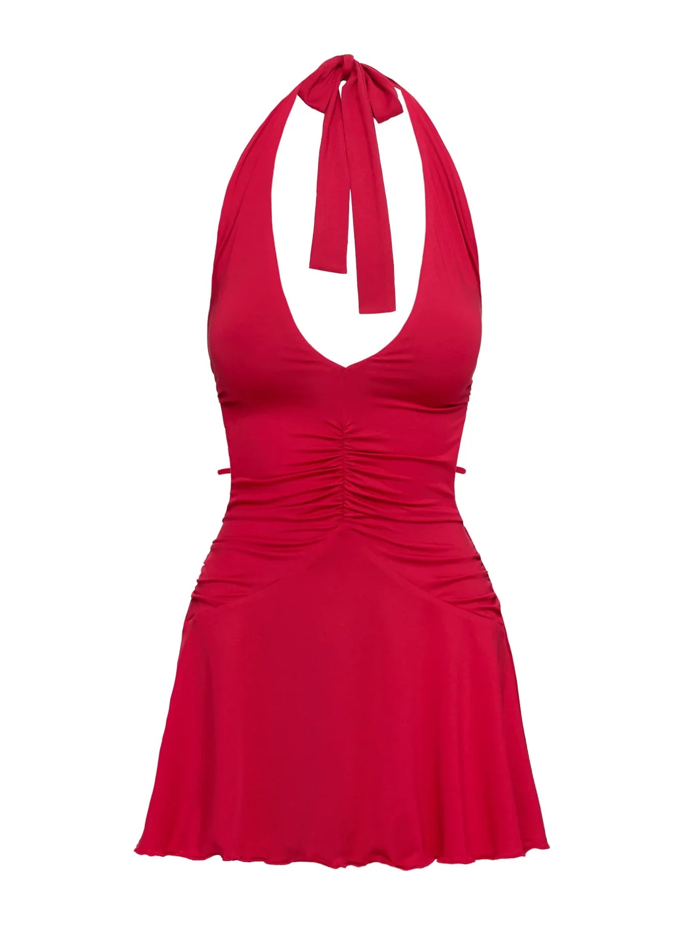 Maeva Halter Mini Dress Red