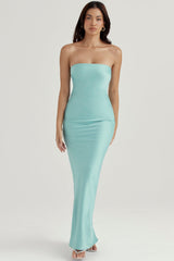 Alette-Jade Satin Strapless Maxi Dress