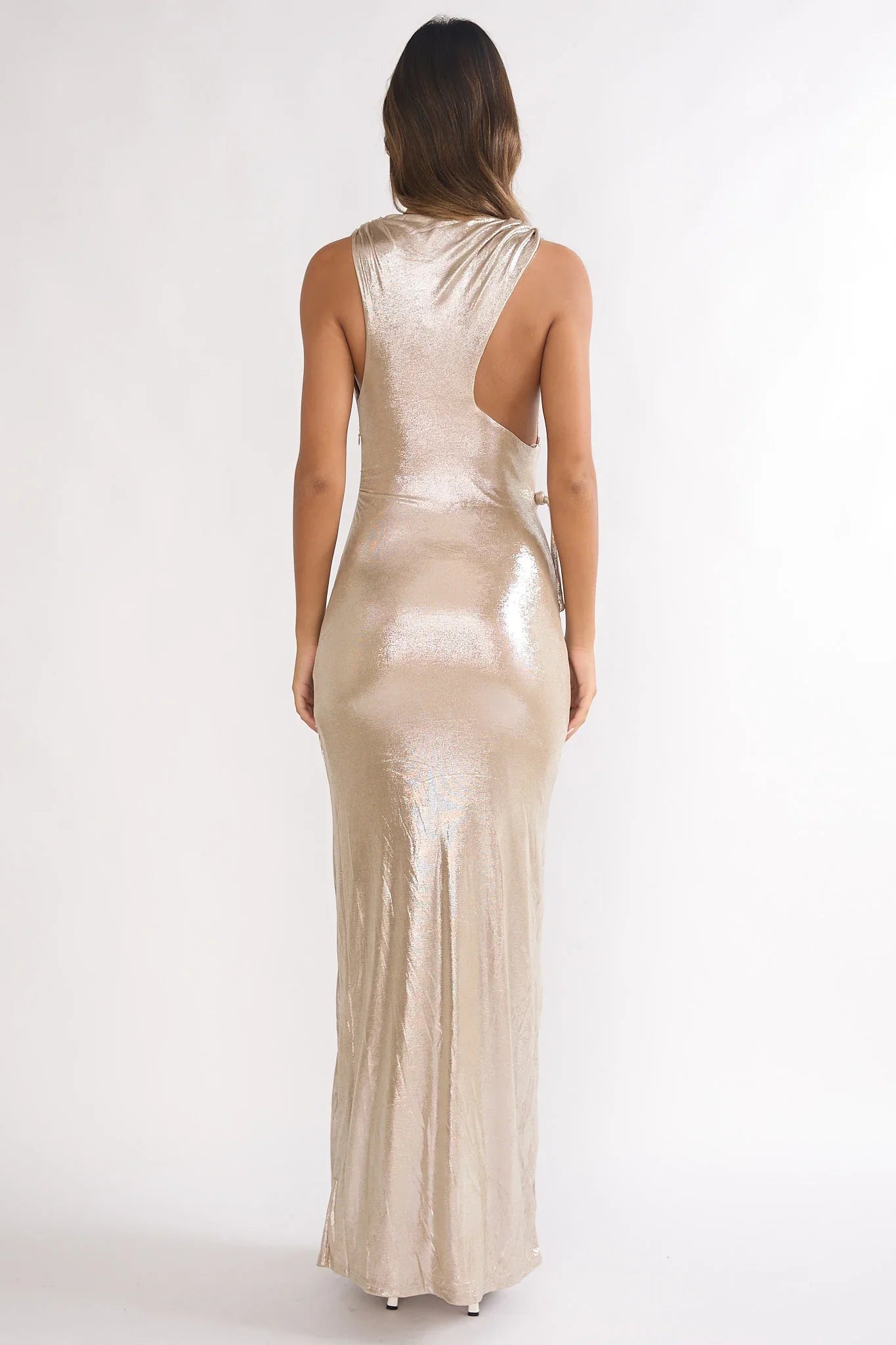 Lyrah Cowl Ruched Maxi Dress Champagne