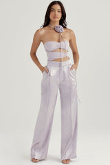 Alivia-Grey Satin Trousers