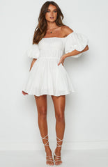 Paradise Puff Sleeve Dress White