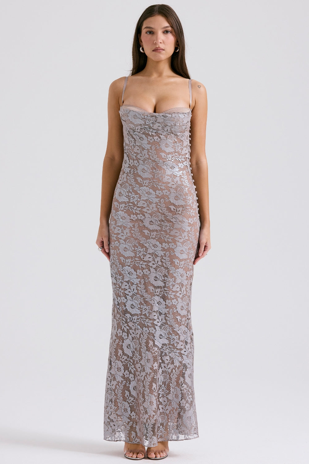 Azzurra-Ice Blue Lace Godet Gown