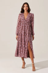 V-Neck Cutout Midi Dress