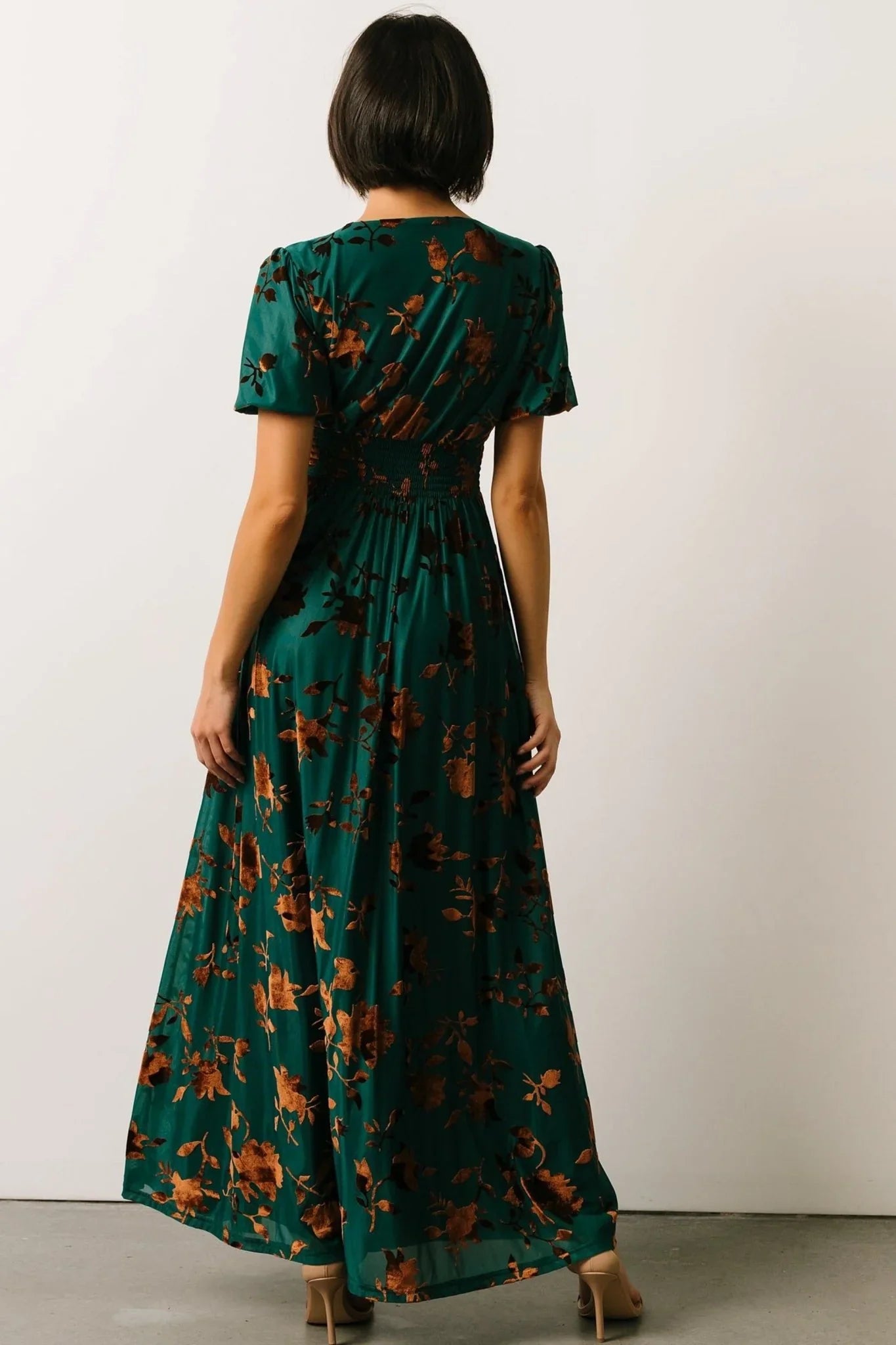Leslie Velvet Maxi Dress | Bronze + Jade