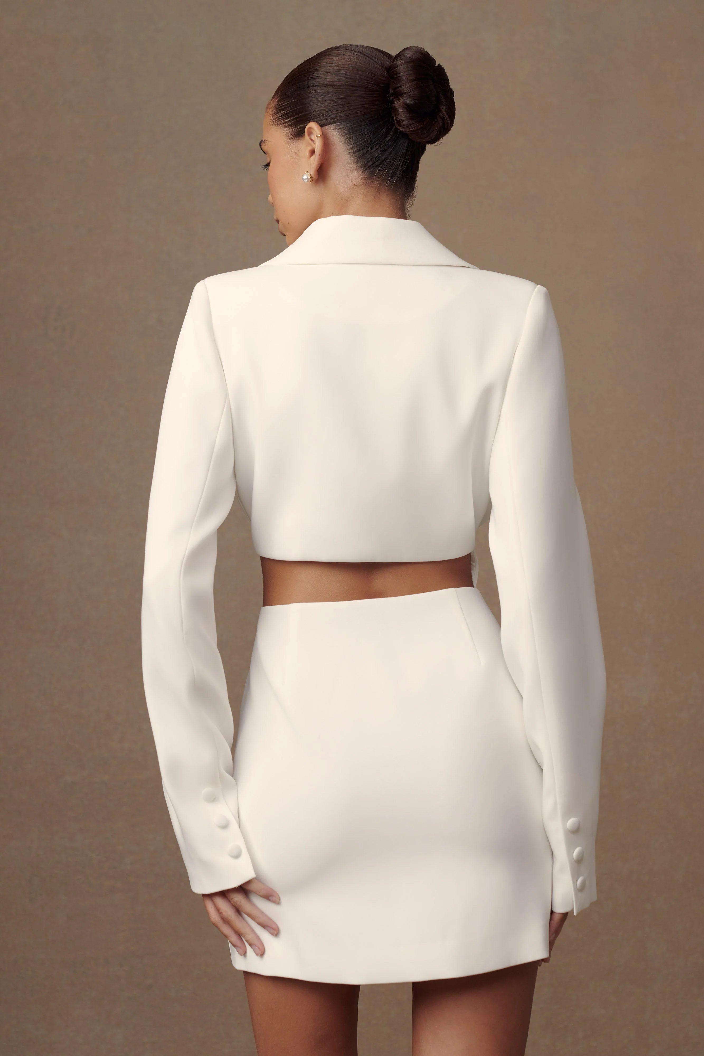 Trinity Crepe Blazer Dress - White