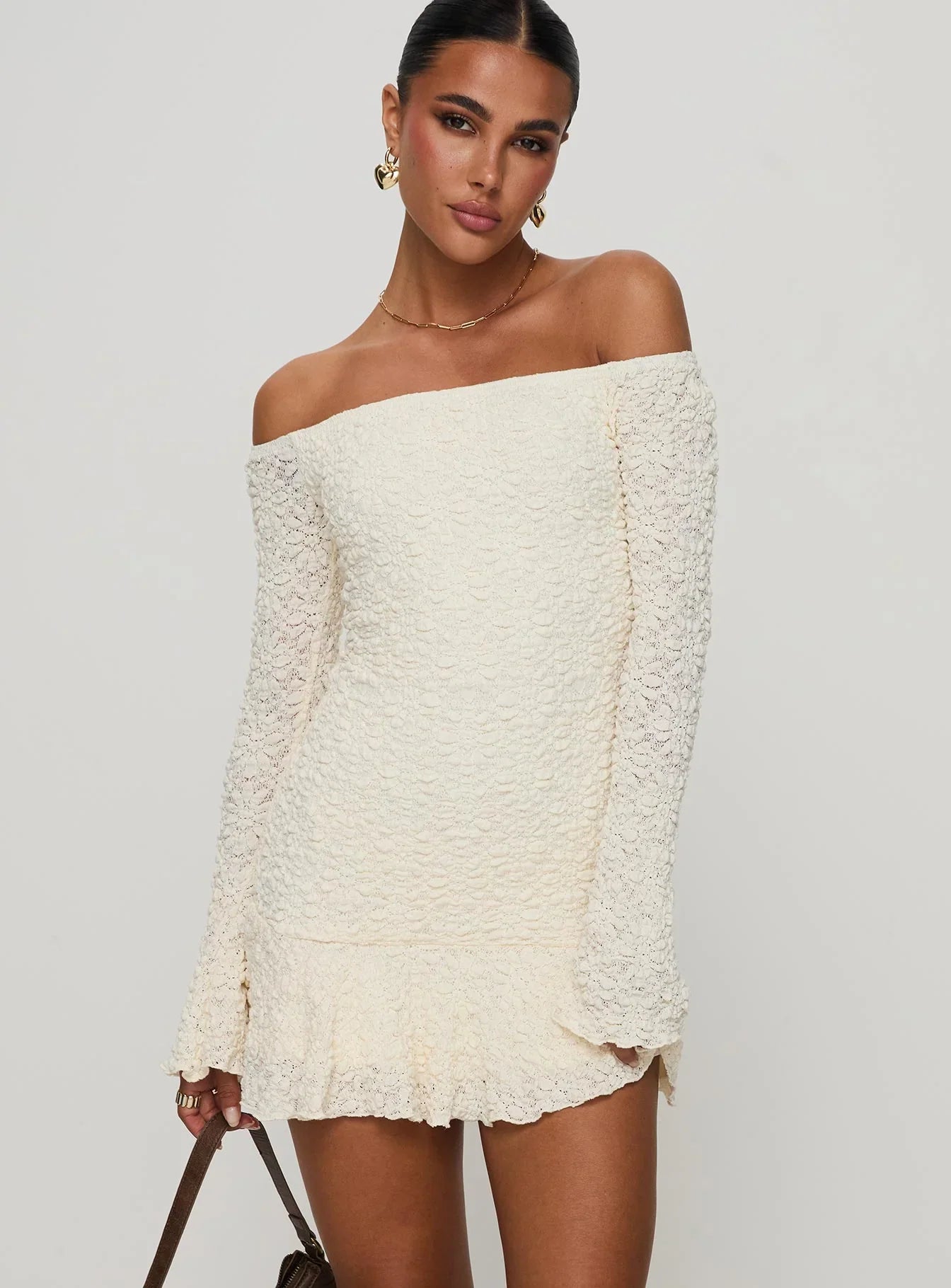 Vancesca Long Sleeve Mini Dress Cream