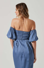 Zurina Off Shoulder Puff Sleeve Midi Dress