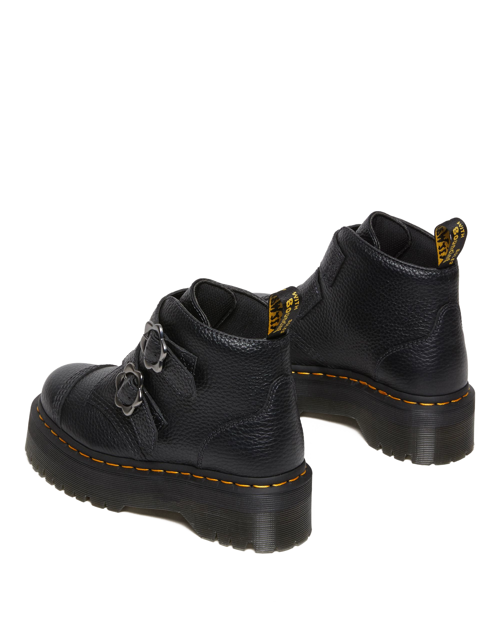 Devon Flower Buckle Leather Platform Boots