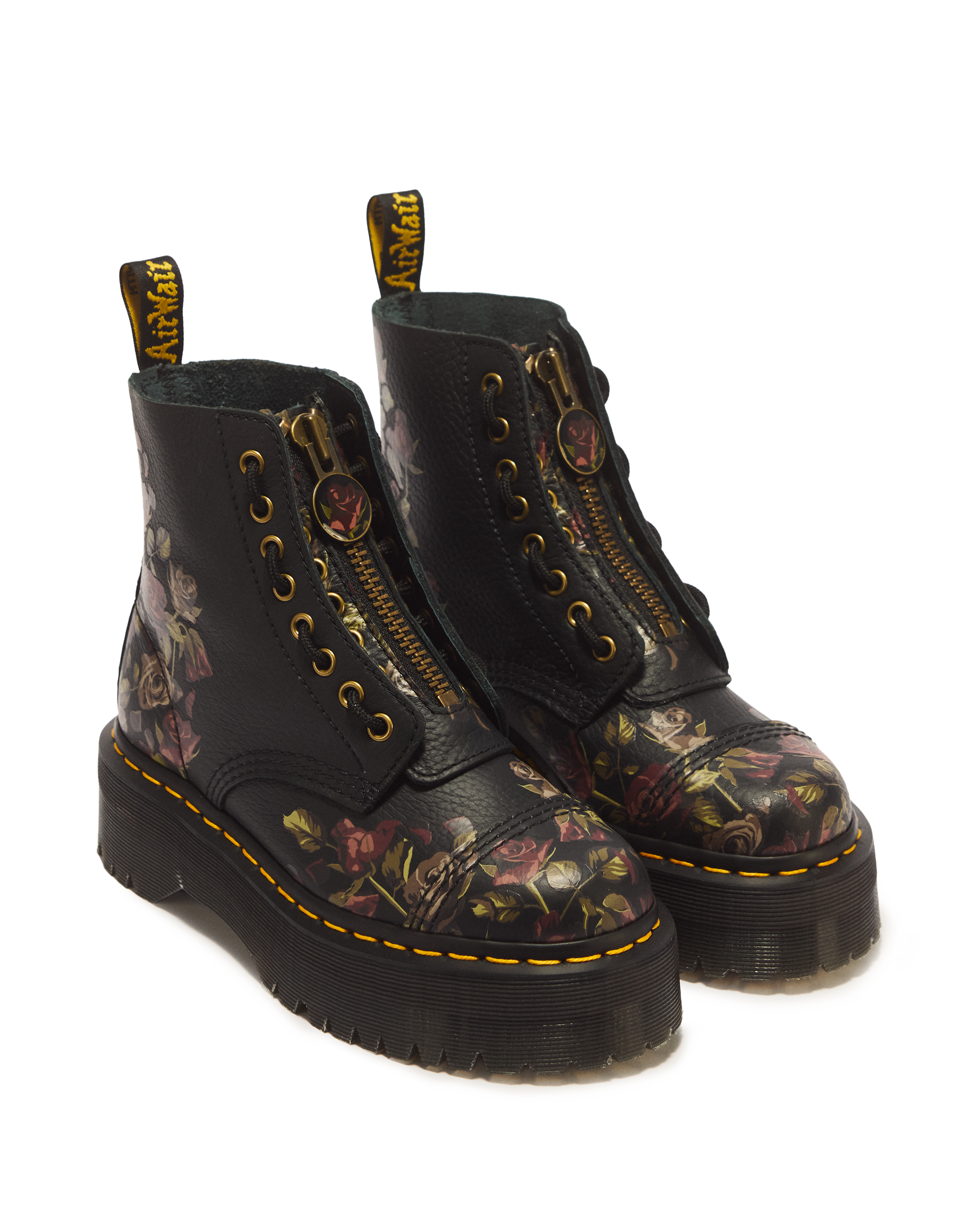 Sinclair Decayed Roses Leather Platform Boots